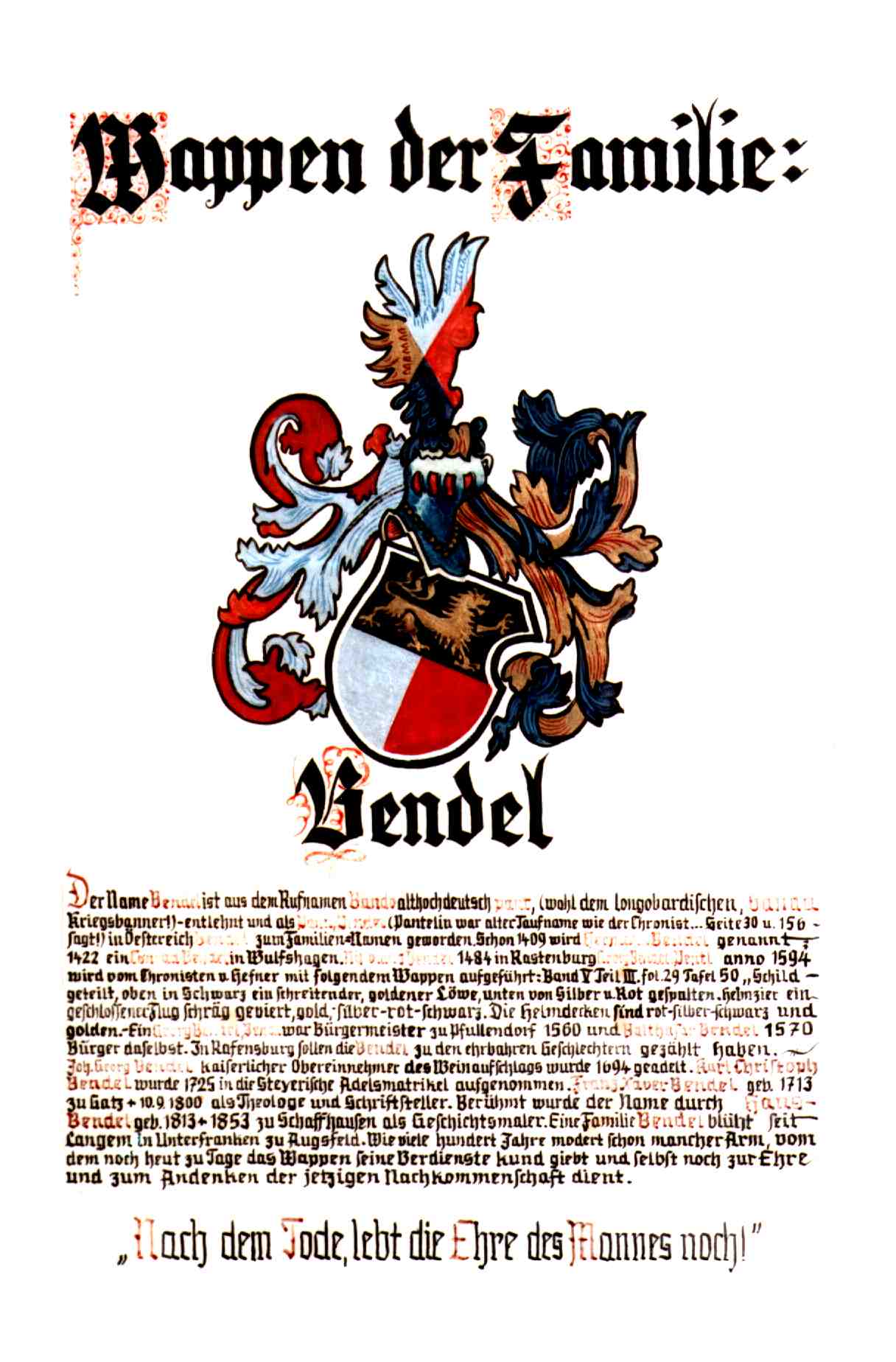 Miniatur des Bendel-Wappens